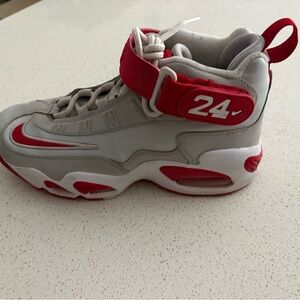 Nike Red and Gray Sneakers with Retro Athletic Style